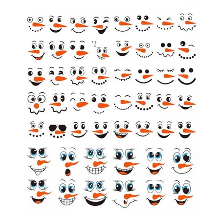 Snowman Face Sticker, 52 Pieces Fun Snowman face Stickers, Christmas Stickers, DIY Christmas Face Decals for Holiday Crafts