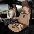 thumbnail image 2 of Xixirimido Leather Seat Cover Front Seats Only, Universal Fit Auto Front Seat Covers for Sedan Van SUV Truck 5 Pcs Set with Seatbelt Covers & Center Console Cover, Brown Labrador Dog Paw, 2 of 8