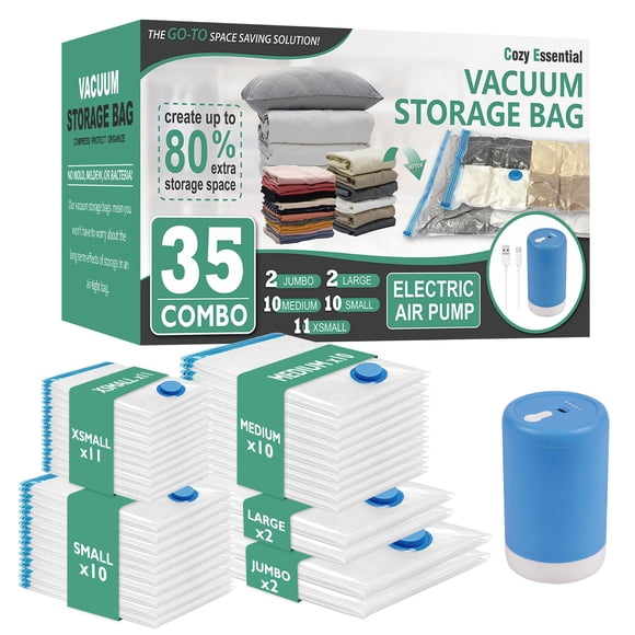 Bolsas de almacenamiento al vacío Cozy Essential, paquete de 35 con bomba eléctrica