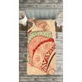thumbnail image 3 of Ambesonne African Quilted Bedspread Set 2 Pcs, Female Turban, Twin Size, Peach Red Teal, 3 of 3