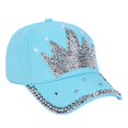 thumbnail image 1 of Tachiuwa Womens Baseball Rhinestone Pearl Visor Adjustable Sun Hat Blue, 1 of 6