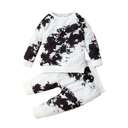 

YOYOXIU Newborn Baby Boy Girl Long Sleeve Tie Dye Casual Daily Spring Fall Set