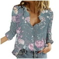 thumbnail image 2 of LYXSSBYX Long Sleeve Shirts for Women Womens Fashion Casual Lapel Top Loose Buttoned Long Sleeve Print Blouse, 2 of 6