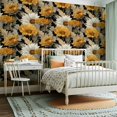 thumbnail image 2 of Peel and Stick Wallpaper Contact Paper Vintage Boho Dark Floral Sunflower Retro Abstract Antique Black Orange Self Adhesive and Removable 23.6in x 118in, 2 of 8