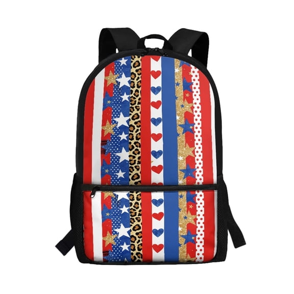 Uourmeti Polyester School Backpack Daypack With Stars Hearts Pattern - Large Capacity Bag for Students and Daily Travel