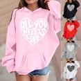 thumbnail image 5 of Valentine's Day Hoodies for Teen Hoodies Love Print Oversized Hoodie Long Sleeves Comfy Loose Pullover Cute Sweatshirts Girls Tops Size 3T, 5 of 5