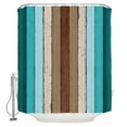 thumbnail image 2 of Aqua Teal Waterproof Fabric Shower Curtain, Farmhouse Wood Grain Vintage Brown Striped Shower Curtain for Bathroom Curtains Bathtubs Hotel Washable Shower Curtains with 12 Hooks Stall 48x72in, 2 of 6