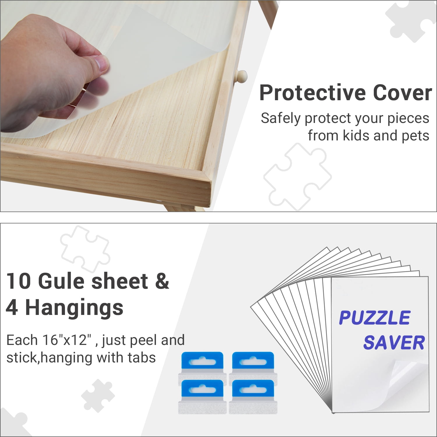 1500 Pcs Wooden Folding Puzzle Table , 34" x 26" Jigsaw Wooden Puzzle Board with 4 Sliding Drawers and Puzzle Cover Jigsaw Puzzle Table for Adults Birthday Gift for Family