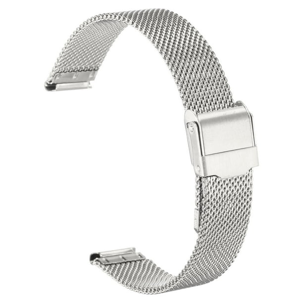 Correa de reloj de malla de acero inoxidable Uxcell de 15 mm, liberación rápida, correa de reloj metálica ajustable para hombres y mujeres, plateada