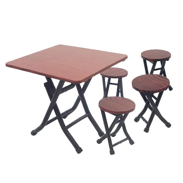 relayinert Portable Miniature Room Furniture Kit with Foldable Plastic Table Chair Set Type1 1Set