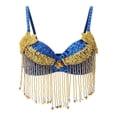 thumbnail image 2 of Sujetador de danza del vientre con borlas y lentejuelas para mujer Azul, 2 of 6