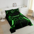 thumbnail image 4 of Gaming Bedding Sets Green Gamer Comforter Sets Teen Cool Video Game Black Quilt Bed Set,Abstract Check Ombre Green Honeycomb Duvet Insert For All Season(Green Full), 4 of 7