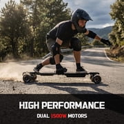 MAXFIND FF Belt Electric Skateboard for Adults, 25 Mile Electric Longboard with Remote, Fast Swap Battery, Black