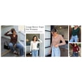 thumbnail image 5 of PRETTYGARDEN Women's Long Sleeve Shirts Lace Trim V Neck Ribbed Slim Fitted Basic Tees Y2K Going Out Tops Fall Clothes, 5 of 10