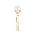 thumbnail image 3 of ANGARA Japanese Akoya Cultured Pearl Crossover Shank Engagement Ring in 14K Yellow Gold for Women | June Birthstone, Birthday, Anniversary, Jewelry Gift for Women | Pearl Ring, 3 of 8