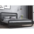 thumbnail image 2 of Queen Heavy Duty Round Metal Frame Platform Bed with Black Wood Panel Headboard, 2 of 2