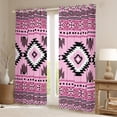 thumbnail image 2 of jejeloiu Rustic Farmhouse Cabin Black Out Curtains,Aztec Boho Geometric Curtains Pack of 2 (42x63 Each),Pink Rhombus Triangle Bedroom Curtains For Girls Boys,Luxury Bedroom Decor, 2 of 6
