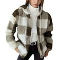 thumbnail image 2 of JIAYUE Womens Outerwear Jacket Hooded Design Plaid Long Sleeve Relaxed Fit Zipper Snug Warmth For Casual Dailywear, 2 of 5