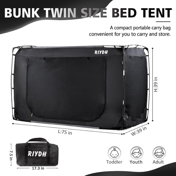 Portable Bed Tent with 80% Blackout and 3 for Kids and Adults Indoor Sleeping Space