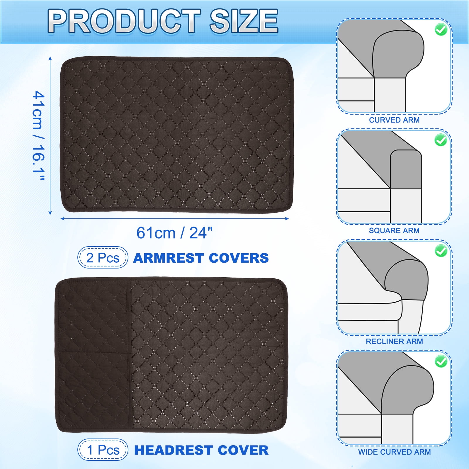 Unique Bargains Arm Cover Furniture Protect Recliner Chair Covers Coffee