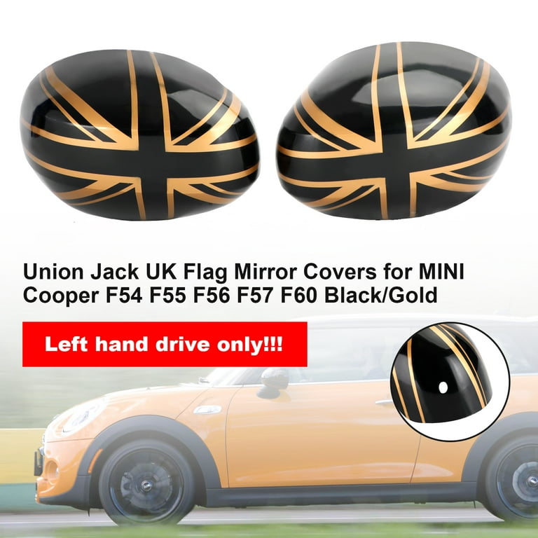 Union Jack UK Flag Mirror Covers for Mini Cooper F54 F55 F56 F57 F60 Black/Gold