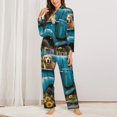 thumbnail image 2 of Fotbe Vintage Pickup Sunflower Dog Conjunto de Pijama de Manga Larga para Mujer con Estampado, Ropa de Dormir de 2 Piezas, Conjunto de Casa Suave y Cómodo con Bolsillos-Small, 2 of 7