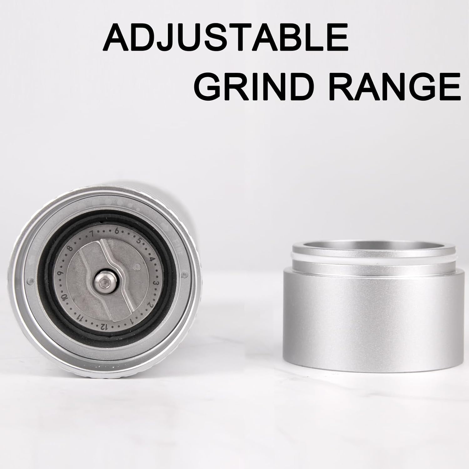 Professional Grade Salt Mill, Heavy Duty Refillable Aluminum Manual Salt Mill with Adjustable Coarseness and Ceramic Blade