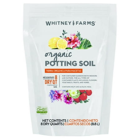 Whitney Farms Organic Potting Soil for Container Gardens, 8 dry Qt