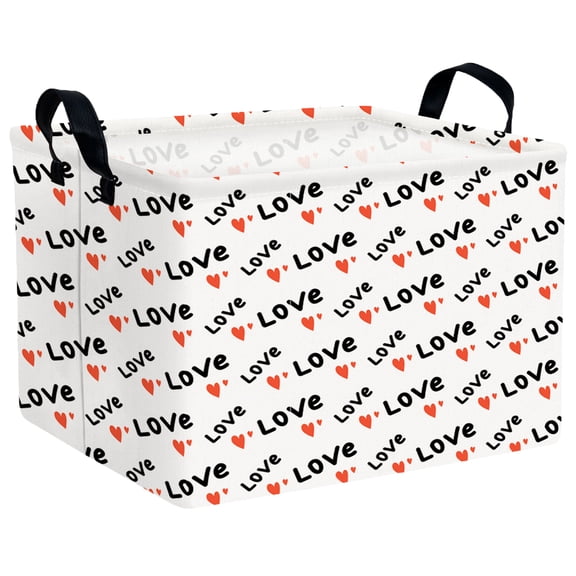MYFLOCY Large Valentine Basket Empty Heart Basket for Gifts Collapsible Kids Storage Bins Decor(Red Big Small Love Black LOVE)