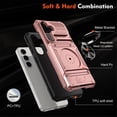 thumbnail image 6 of For Samsung Galaxy S23 Plus 5G Phone Case with Finger Ring Holder Kickstand, Card Slots，Heavy Duty Shockproof Rugged Protective Working with Magnetic Car Phone Mount,Rose Gold,For Galaxy S23 Plus 5G, 6 of 7