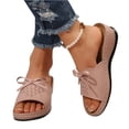 thumbnail image 3 of Cute Sandals for Women, Barefoot Sandals Women, Slip-On Wedge Sandals With Arch Support - Lightweight Comfortable Open Toe Slippers Soft Insole & Anti-Slip Sole Boho Slingback Sandals, Pink 8.5, 3 of 7