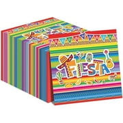 100 Pack Mexican Fiesta Napkins for Fifth of May Party Supplies Mexican Fiesta Themed Disposable Paper Napkins Colorful Stripes Flags Birthday Taco Weddings Party Table Decorations