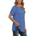 thumbnail image 3 of T-shirts pour Femmes à Manches Courtes, Col Ras du Cou, T-Shirts Unis Basiques, 3 of 5
