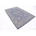thumbnail image 2 of Unique Loom Botanical Collection Traditional Floral Border Transitional Indoor and Outdoor Flatweave Area Rug, 5' x 8', Navy Blue/Beige, 2 of 5