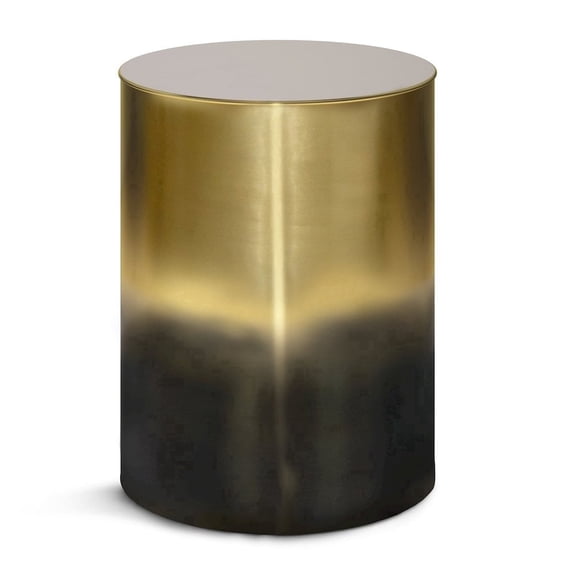 Simpli Home Curtis 16 inch Wide Industrial Metal Cylinder Accent Table in Ombre Black/Gold, Fully Assembled