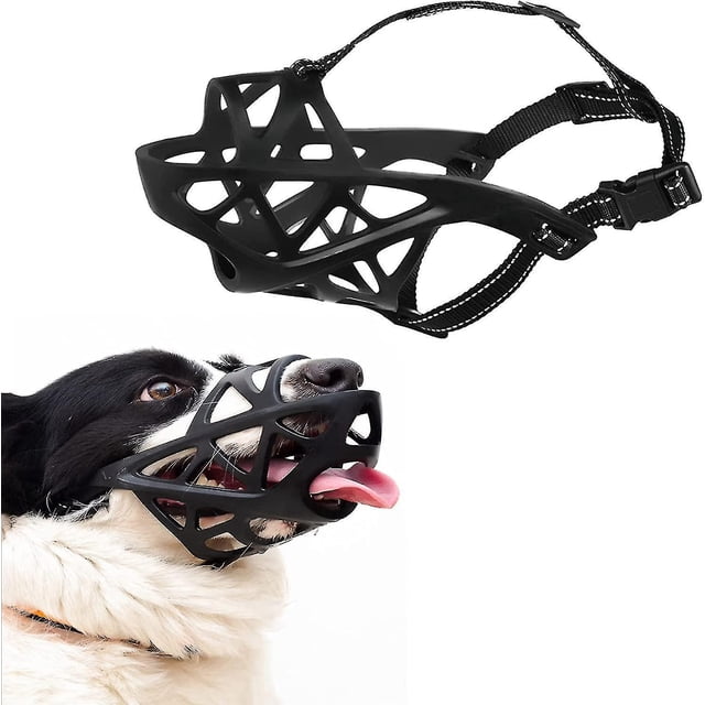 Bozal para Perro Cesta De Goma Suave Bozales Transpirables Correas Ajustables para Perros Pequeños, Medianos Y Grandes Permite Beber Agua Y Jadear Antimordeduras Previene Masticar