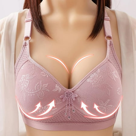 

Push Up Bras for Women Plus Size Floral Lace Underwire Soft Cup Everyday Bra