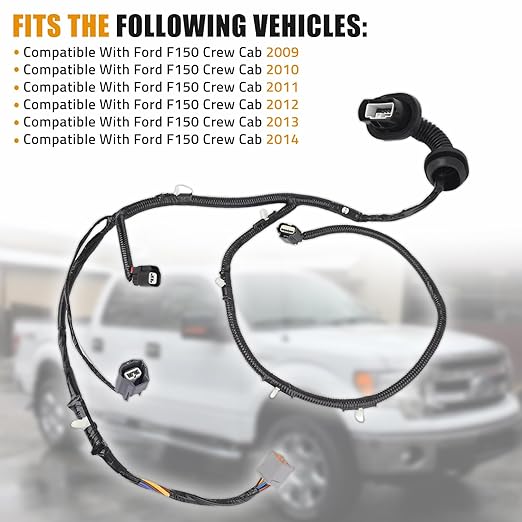 Door Jumper Wire Assembly Fits for 2009 2010 2011 2012 2013 2014 F150 Crew Cab Rear Passenger Side Replace 9L3Z-14630-CAA AL3T-14632-DD 9L3T-14632-JCA