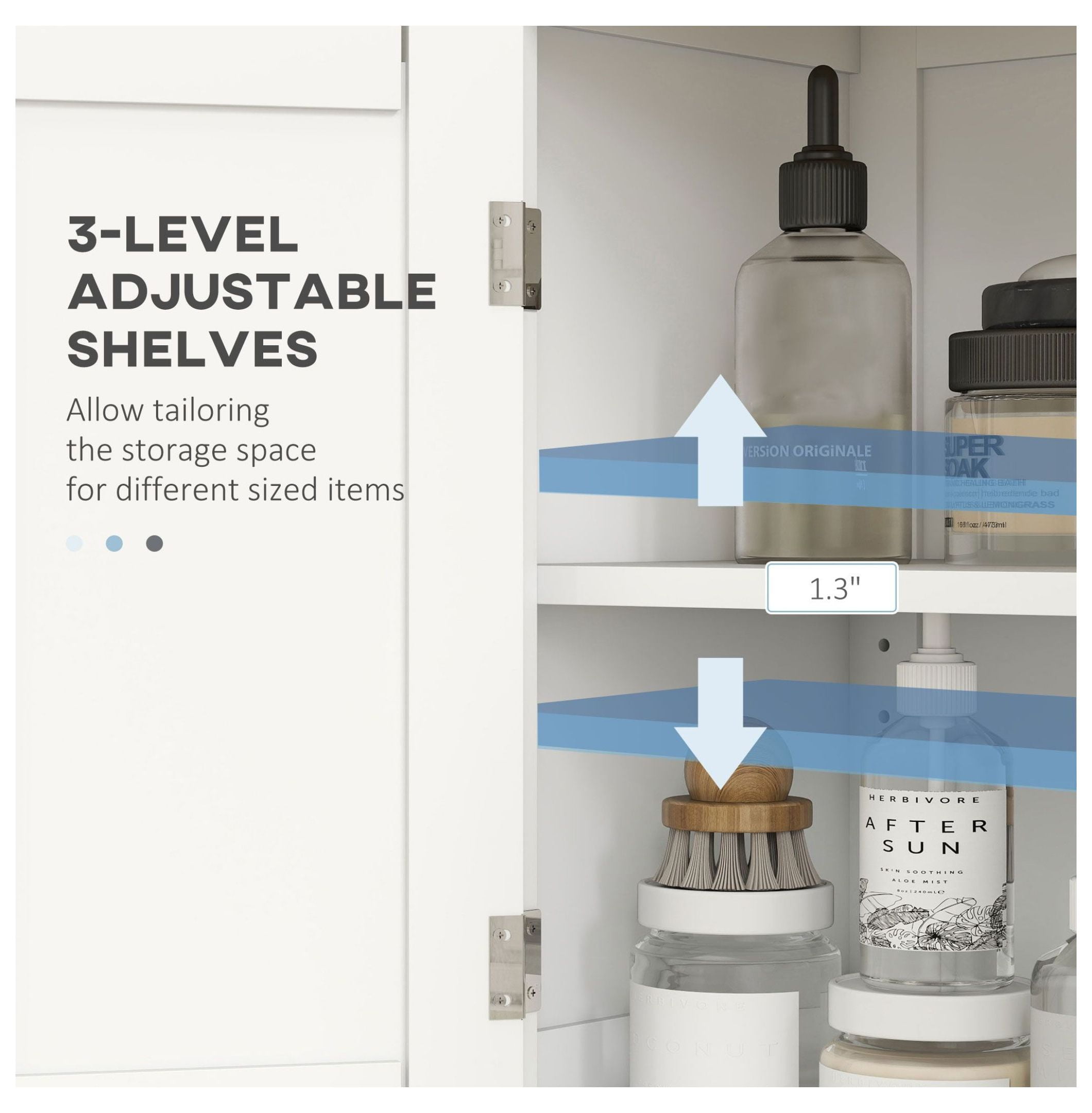 Bathroom Storage Cabinet, White Floor Cabinet with Doors & Adjustable Shelves