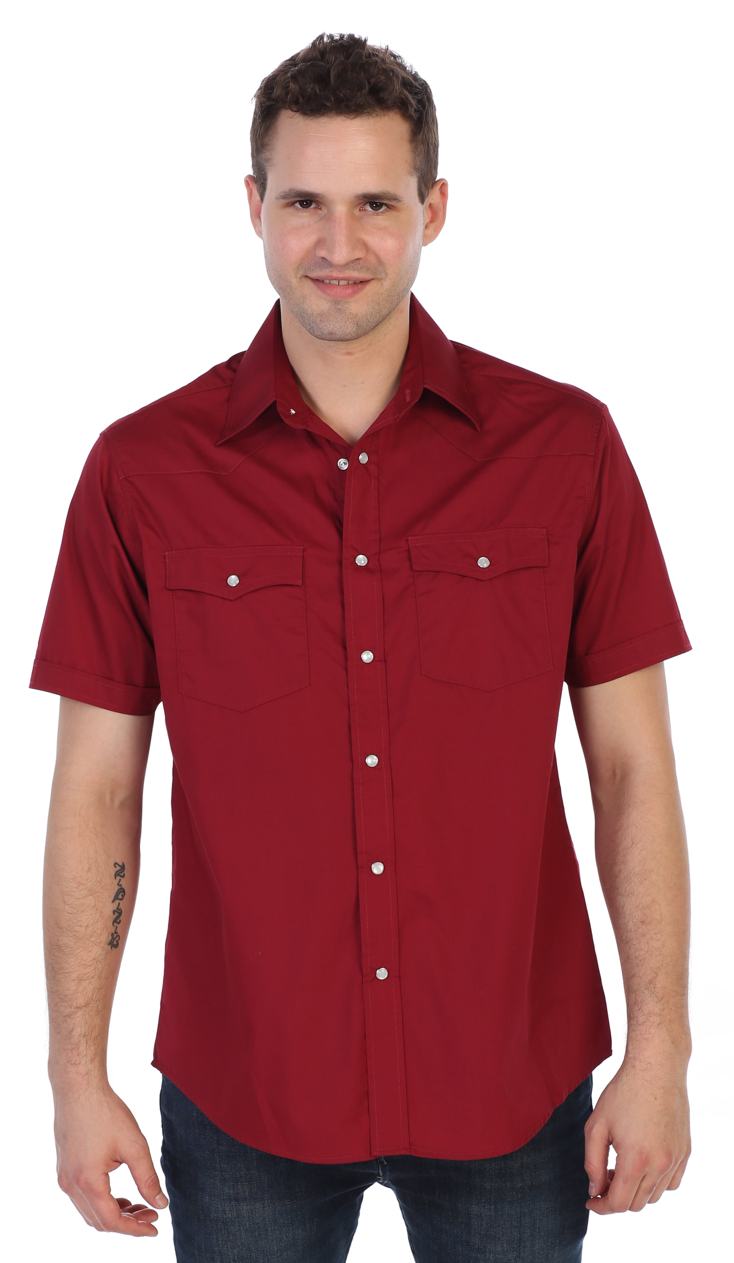 Gioberti Mens Casual Western Solid Short Sleeve Shirt with Pearl Snaps ...