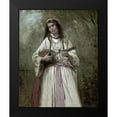 thumbnail image 2 of Corot, Jean-Baptiste-Camille 12x14 Black Modern Framed Museum Art Print Titled - Gypsy Girl With Mandolin, 2 of 5
