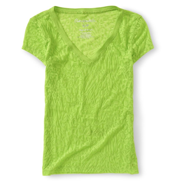 Camiseta con adornos de animales transparentes Aeropostale para mujer verde extragrande