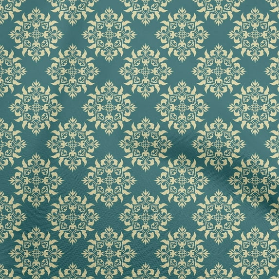 oneOone Viscose Chiffon Teal Green Fabric Asian Suzani Sewing Material Print Fabric By The Yard 42 Inch Wide