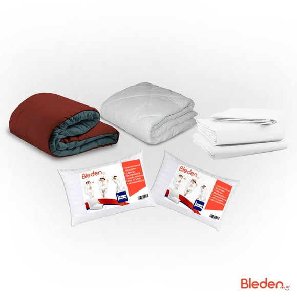 Pack Matrimonial Bleden Edredón Protector Juego de Sábanas 2 Almohadas King Size