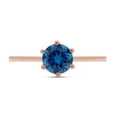 thumbnail image 2 of 14k Rose Gold Round Cut Simulated Blue Sapphire Solitaire Engagement Ring Jewelry For Womens Ring Size 6, 2 of 3