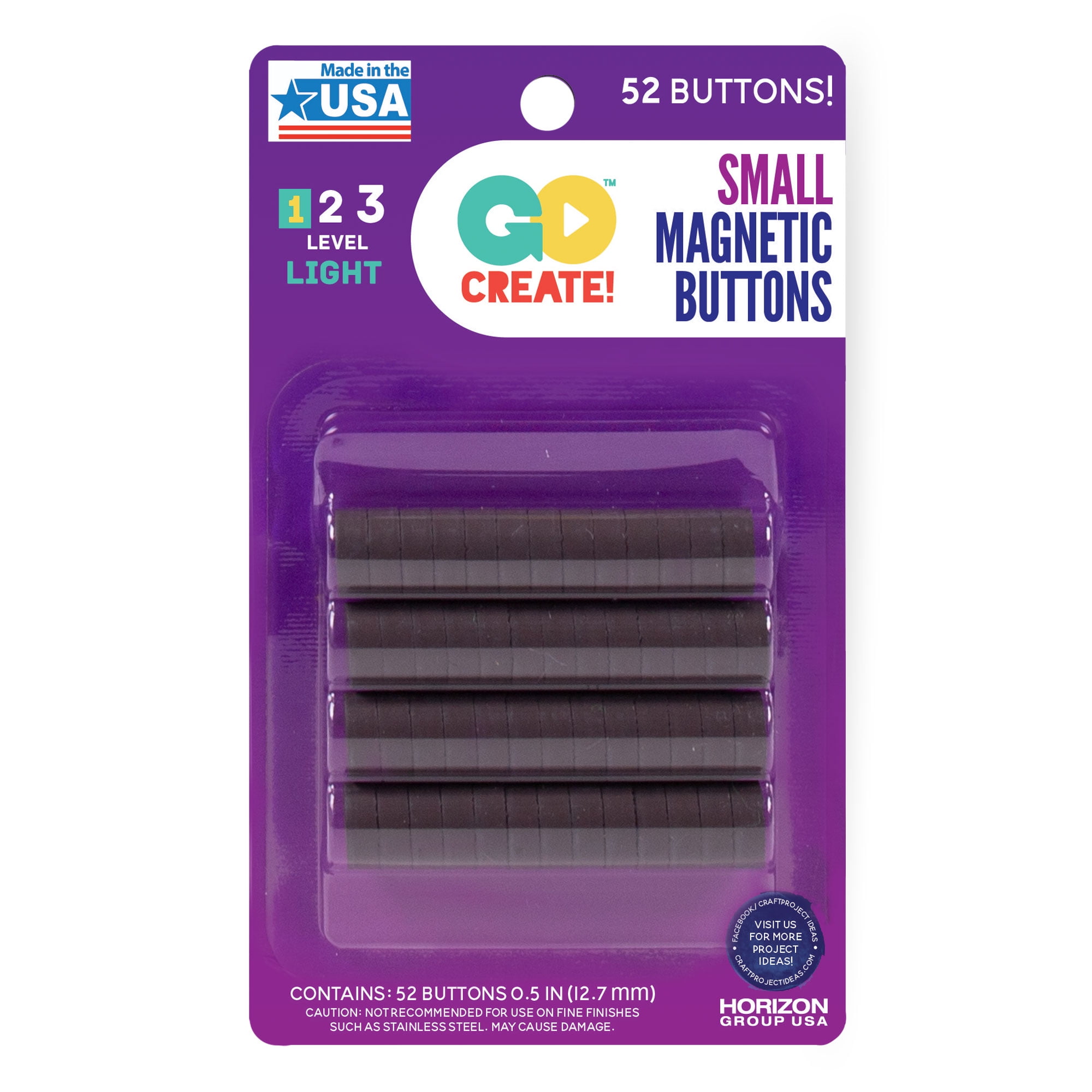 Go Create! Black Magnetic Buttons, 52 Pieces