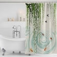thumbnail image 3 of Spring Green Leaves Shower Curtain, Waterproof Shower Curtains for Bathroom, Japanese Koi Fish Birds Vintage Washable Fabric Bathtub Curtain Set Bath Decor with 12 Hooks Extra Long 72"x96", 3 of 8