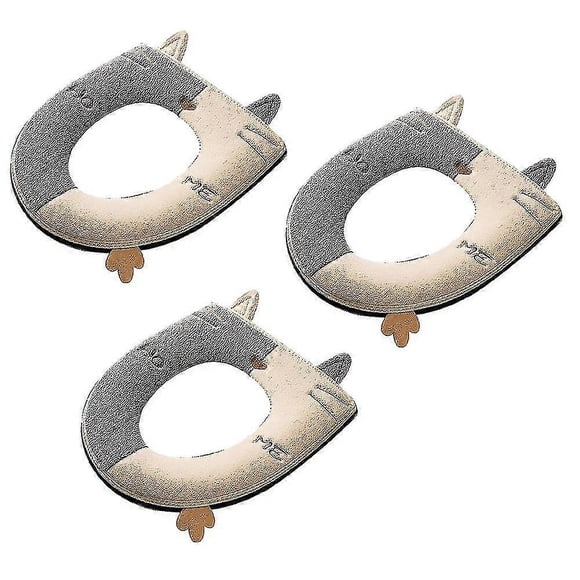 fundas para asiento de inodoro de baño con diseño de gato, suaves, gruesas y cálidas, lavables y con cremallera.