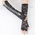 thumbnail image 5 of Riforla Fingerless Witch Long Elbow Arm Warmer with Lace Sleeves for Party Halloween Light Gray, 5 of 6