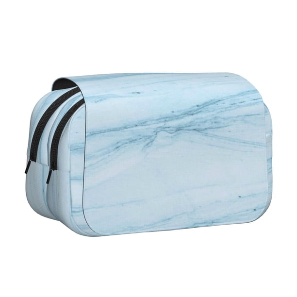 Disketp Blue Marble Estuche de Lápices de Doble Capa con Tapa Abatible y Cremallera, Organizador Escolar para Adolescentes y Adultos